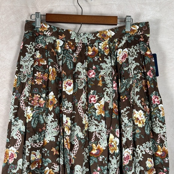 VTG Herman Geist Floral Pleated Maxi Skirt Women 14 Prairie Cottagecore Boho NWT - Picture 3 of 9